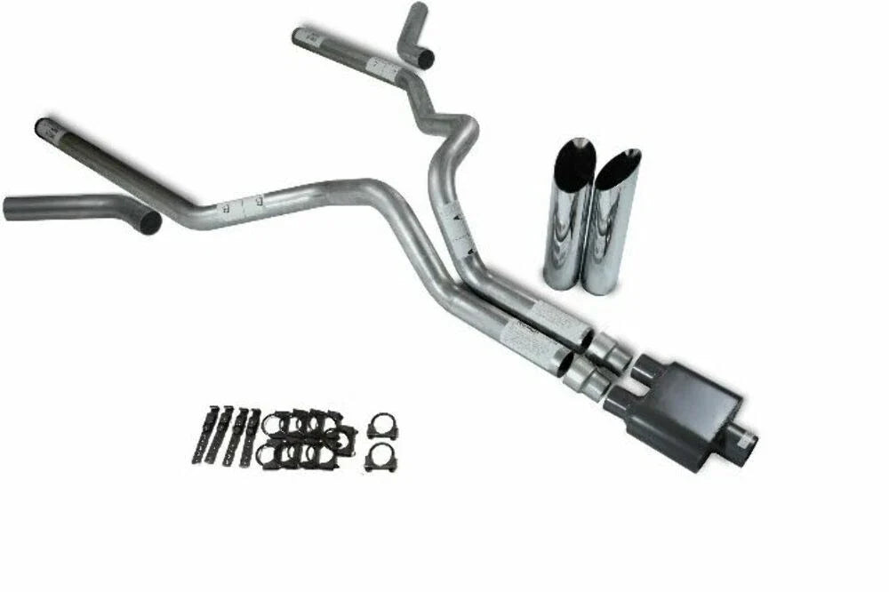 3" Dual Exhaust Kit for Chevy GMC 1500 (2019–2025) - 1 Chamber Muffler, Slash Tips