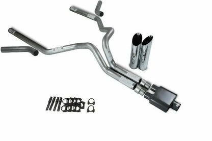 3" Dual Exhaust Kit for Chevy GMC 1500 (2019–2025) - 1 Chamber Muffler, Slash Tips