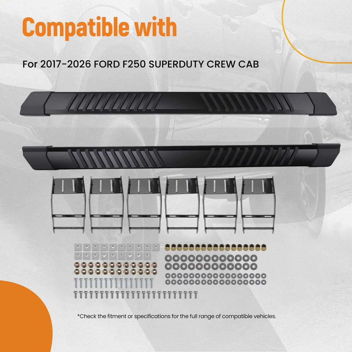 2X Non-Slip Nerf Bars for Ford F350 F-250 SuperDuty Crew (2017–2026)