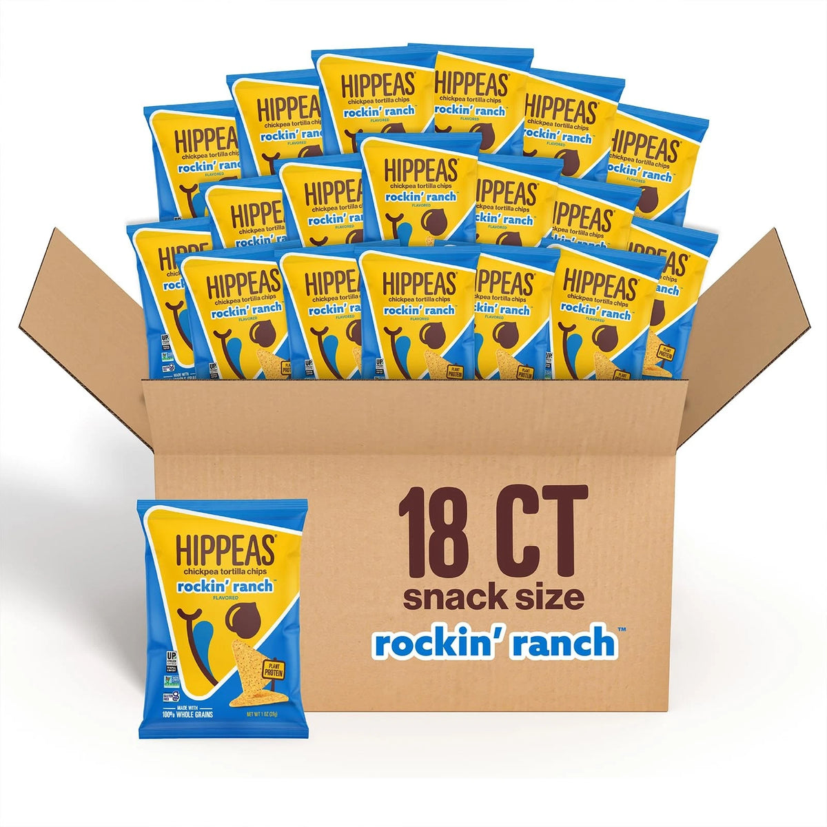 Pack of 18 HIPPEAS Chickpea Tortilla Chips, Rockin’ Ranch 1 Ounce