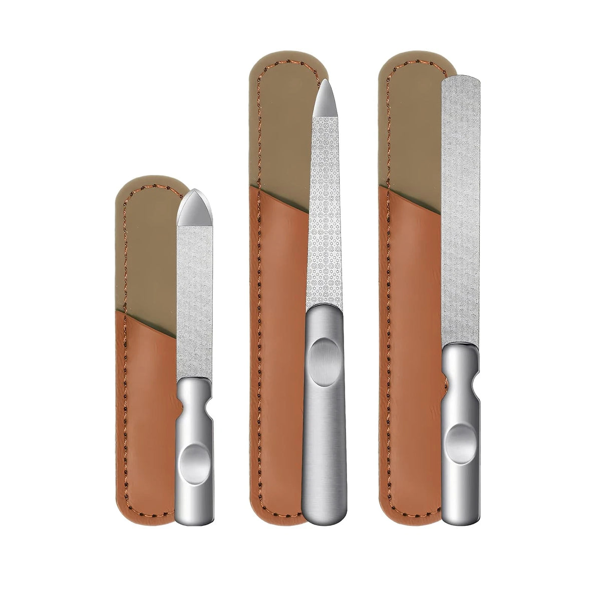 3X Metal Nail File for Natural Nails (3 Pcs) - Silver