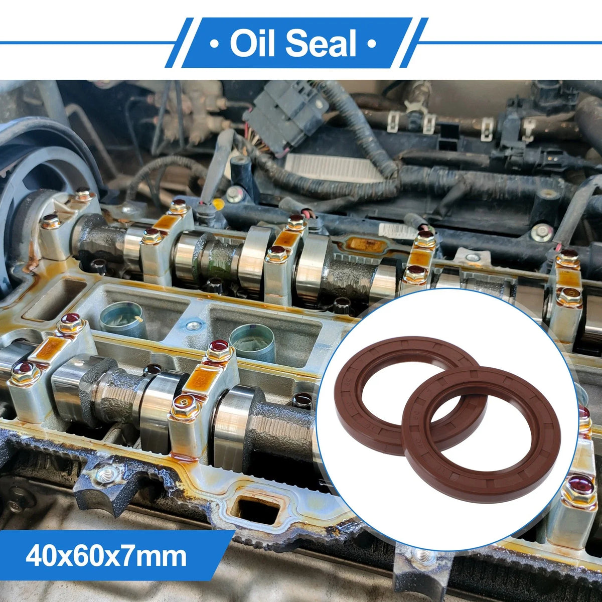 2X Oil Seal Rotary Shaft Seal FKM Rubber 40x60x7mm  