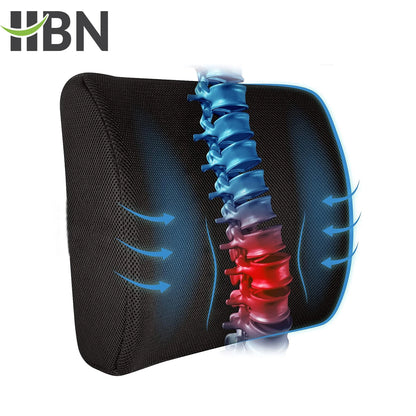 Lumbar Support Pillow for Chair & Car Seat, Memory Foam, Adjustable Strap