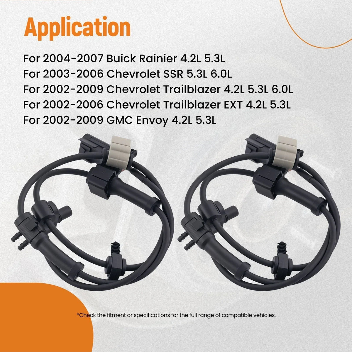 2X ABS Speed Sensor for Chevrolet Trailblazer/SSR (2002–2009) 15158254