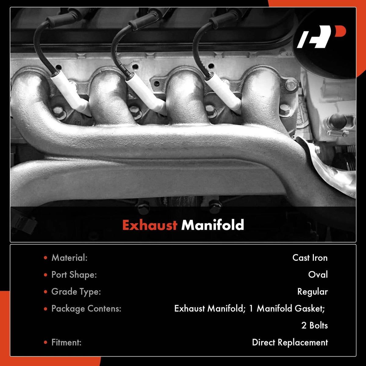 Right Exhaust Manifold w/ Gasket for Ford Ranger Bronco II (1986–1992) E6TZ-9430-A, 674-221
