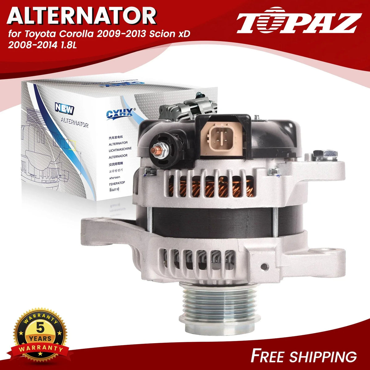 Alternator for Toyota Corolla, Scion xD (2008–2013) 1.8L 12V