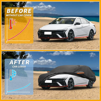 Car Cover Waterproof All Weather for Hyundai Elantra (2017–2023) 190T-PU Zipper