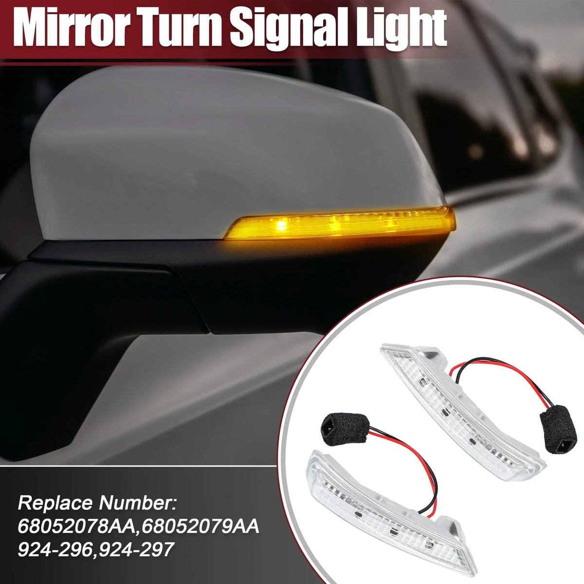 2X LED Mirror Turn Signal Lights for Chrysler (68052078AA, 68052079AA)