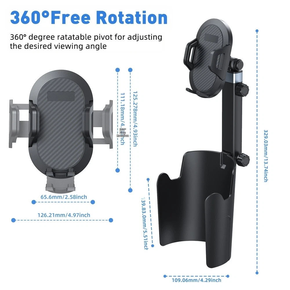 Adjustable Car Phone Holder for Cup Holder with 360 Degree Rotation