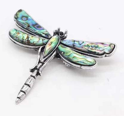 Vintage Dragonfly Alloy Brooch Pin Necklace for Abalone (Valentines Day)