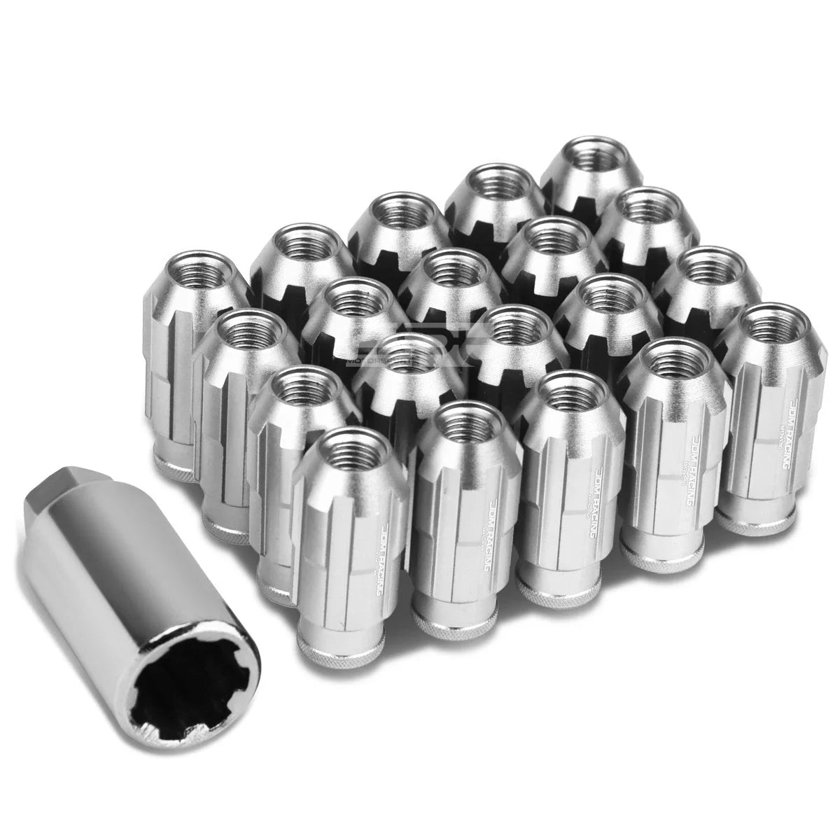 20 PCS Open End M12x1.5 50mm Tall Aluminum Lug Nuts + Adapter