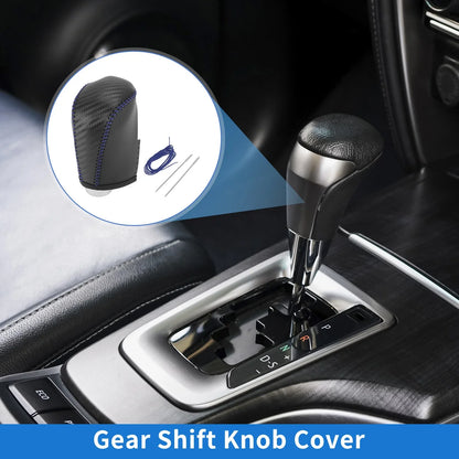 1 Pc Gear Shift Knob Cover for Nissan Altima (2019–2024) Black Carbon Fiber Blue