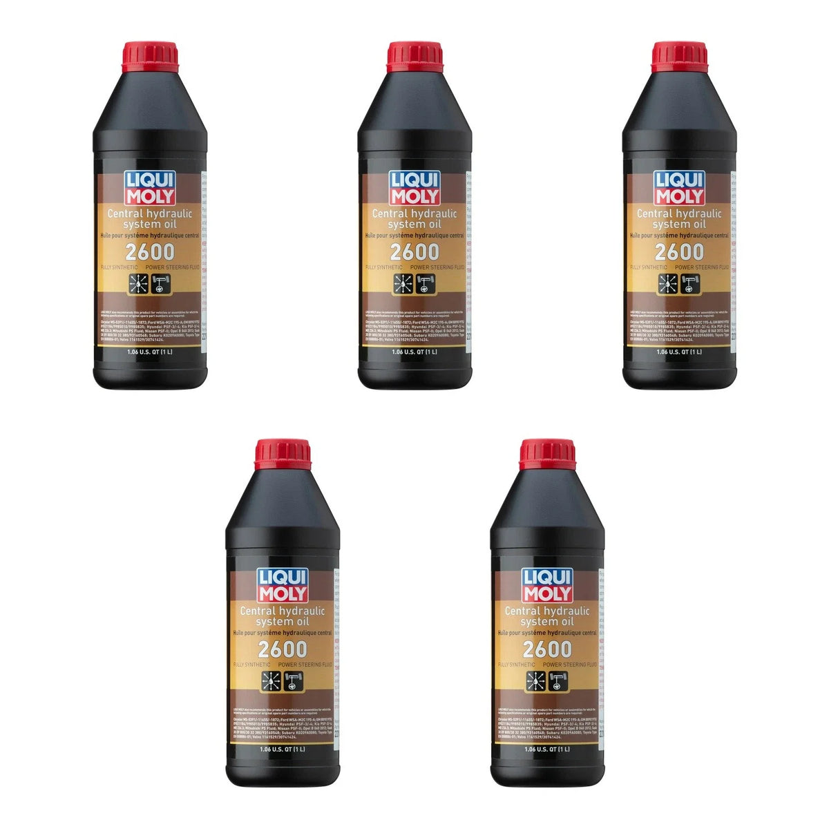 Set of 5 Liqui Moly 5L Central Hydraulic System Oil 2600