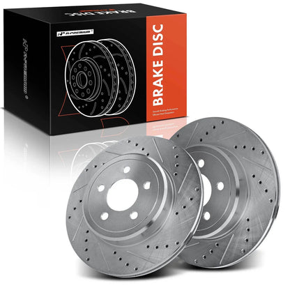Set of 2 Rear Drilled Brake Rotors for Dodge Challenger (2009–2020)