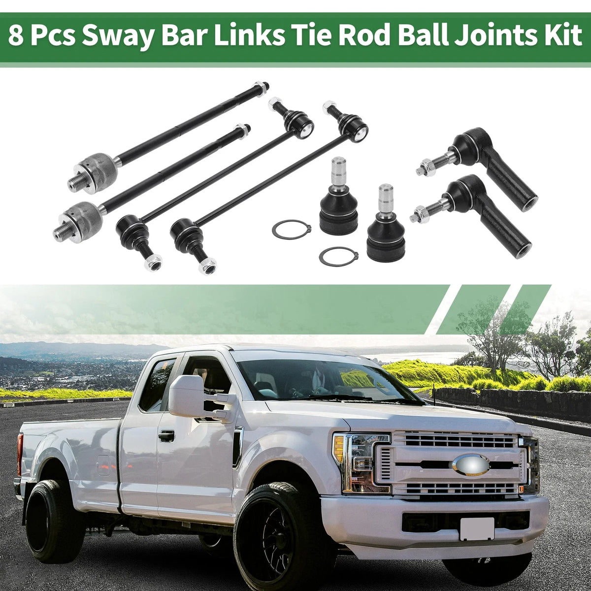 8pcs Front Suspension Kit Tie Rod End Sway Bar Link for Ford Mustang 