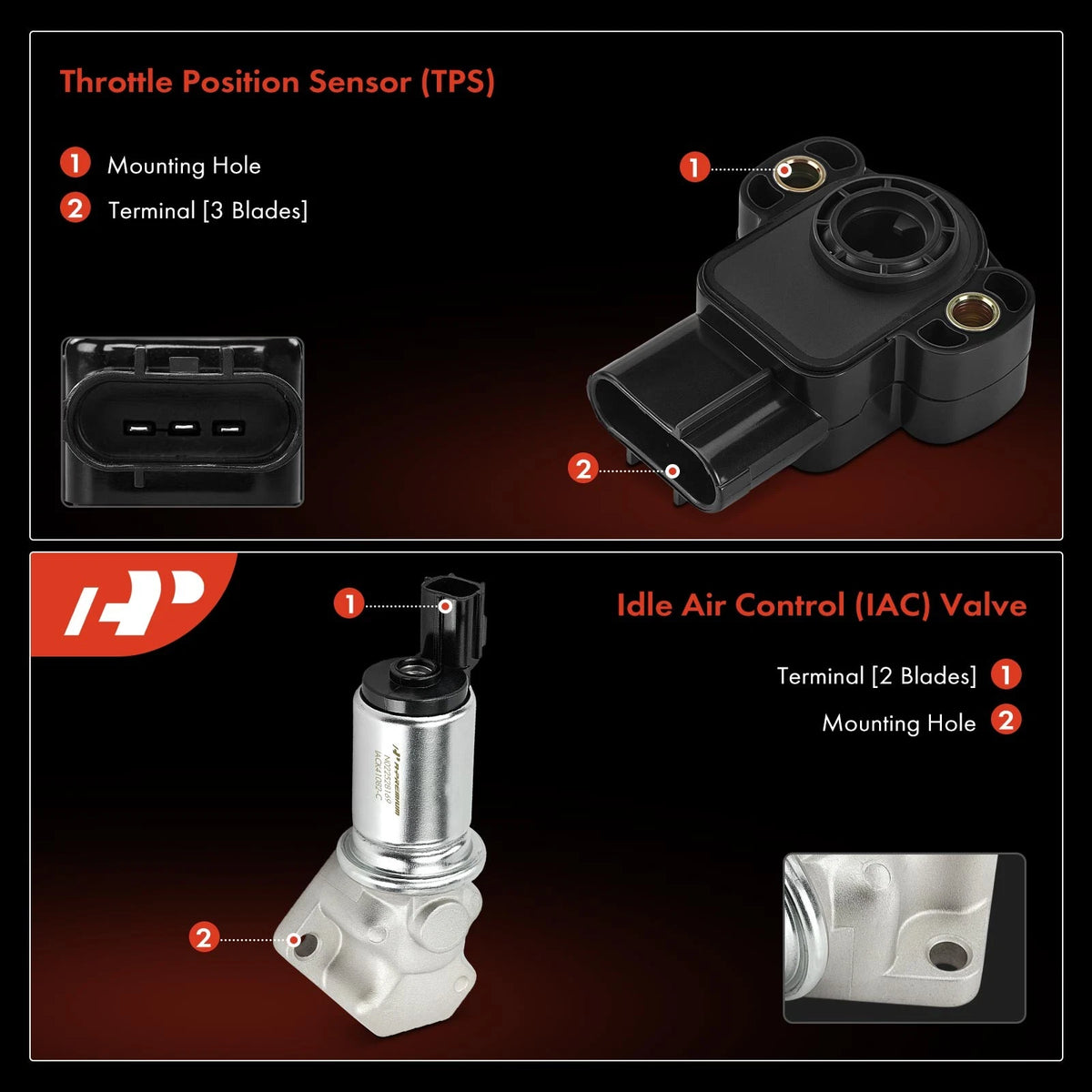 2X Idle Air Control Valve & Throttle Position Sensor Set for Ford 4.0L (1997–2004) - XL2Z9F715AA, XL2E9F715AB, YU3Z9F715AA, AC435, TH157