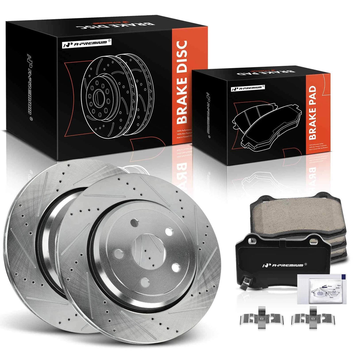 Rear Drilled Brake Rotors & Ceramic Pads for Jeep Grand Cherokee (2011–2021)