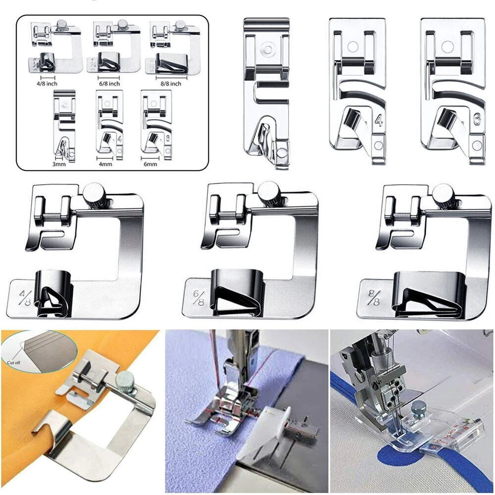 6X Rolled Hem Presser Foot for Singer Brother Sewing Machines