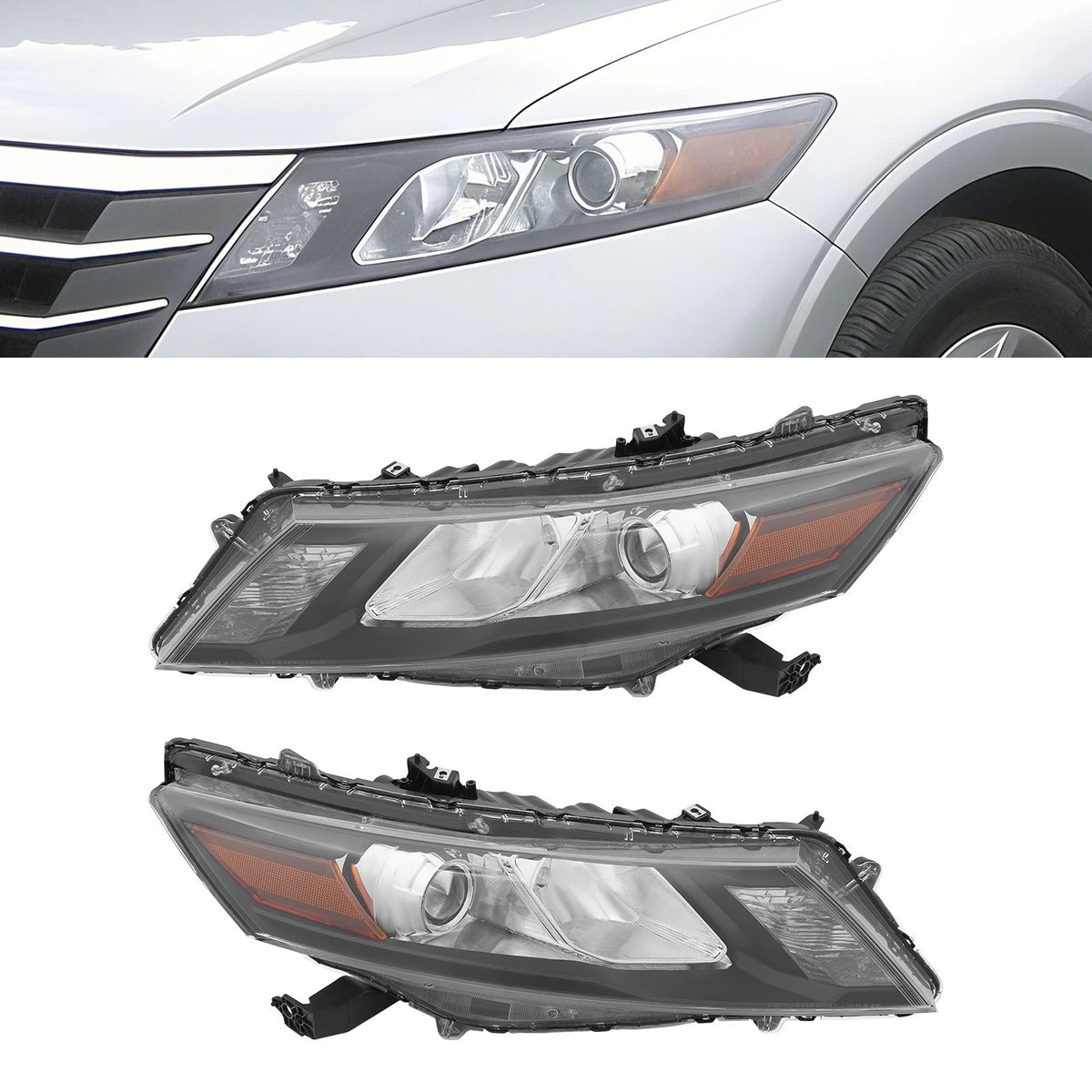 Set of 2 Halogen Headlights for Honda Crosstour (2010–2012) HO2502140C, HO2503140C