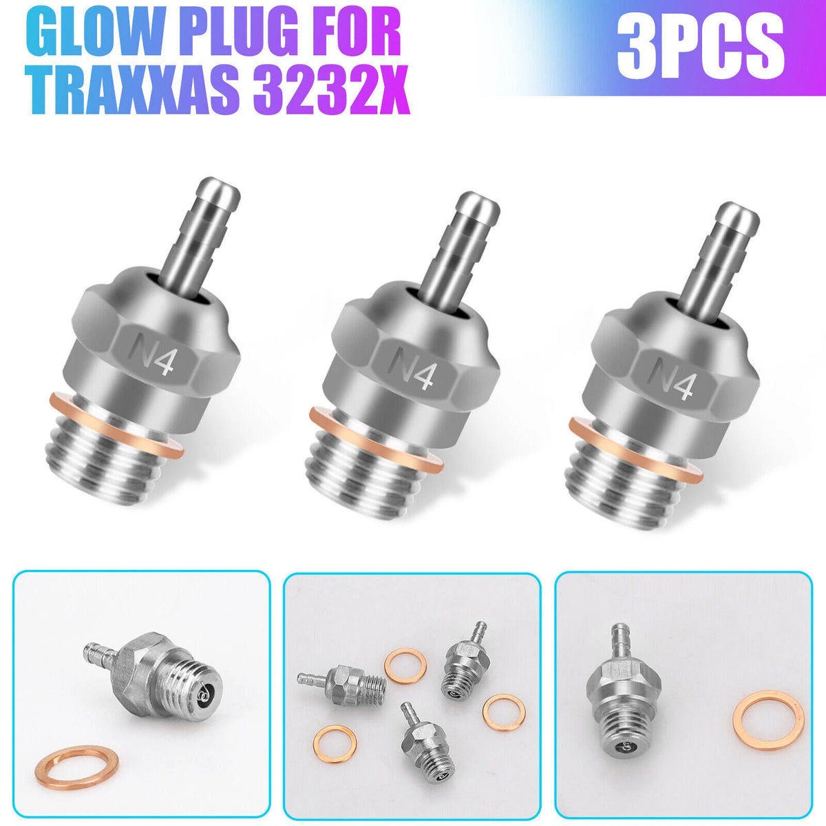 3PC Glow Plug for Traxxas T-Maxx 2.5 (1/10)