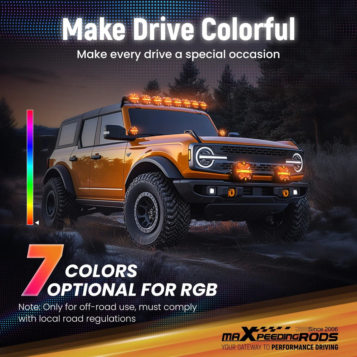5" 212W LED Driving Lights Combo RGB DRL for ATV UTV 12V