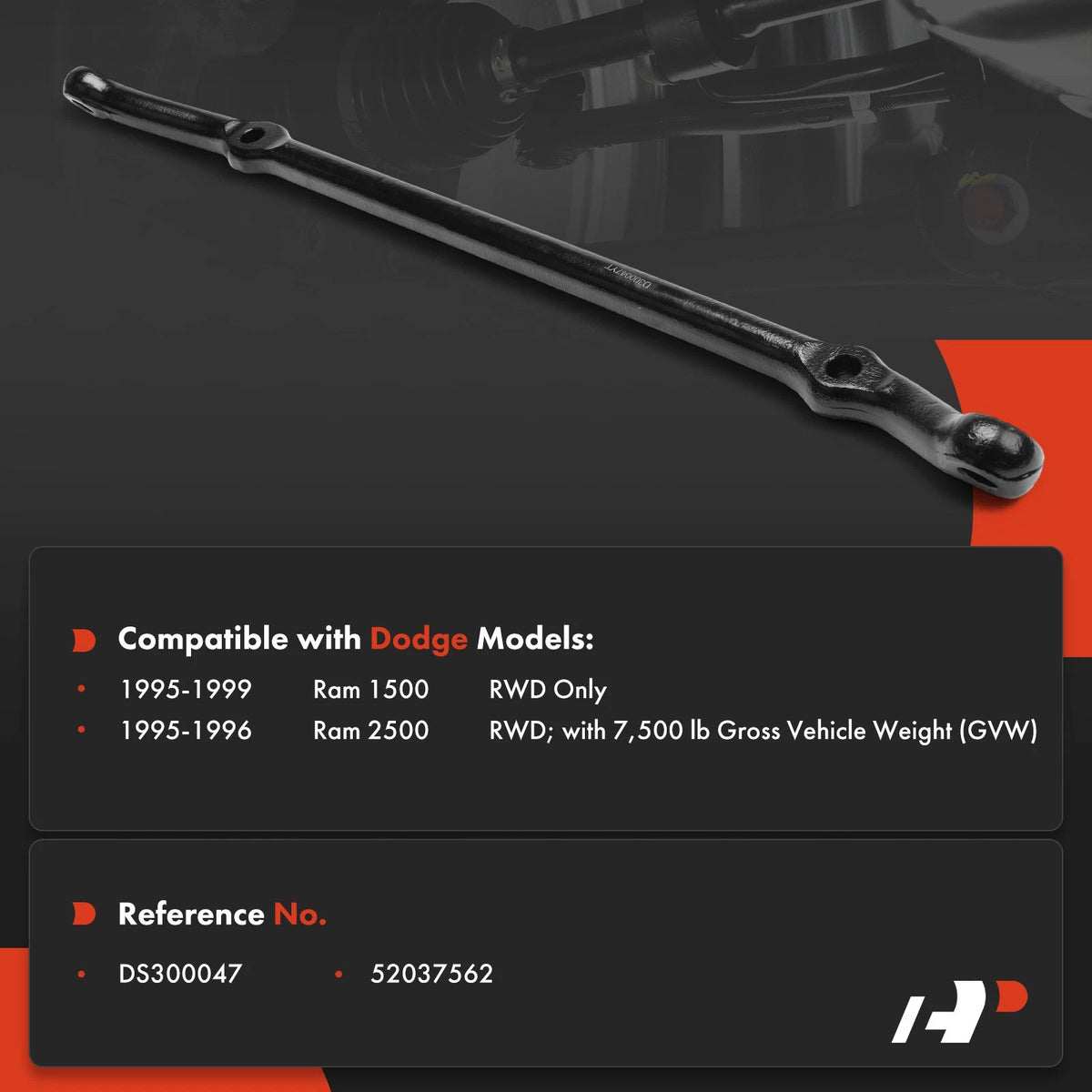 Steering Center Link Tie Rod for Dodge Ram 1500 2500 (1995–1999) 52037562, DS300047