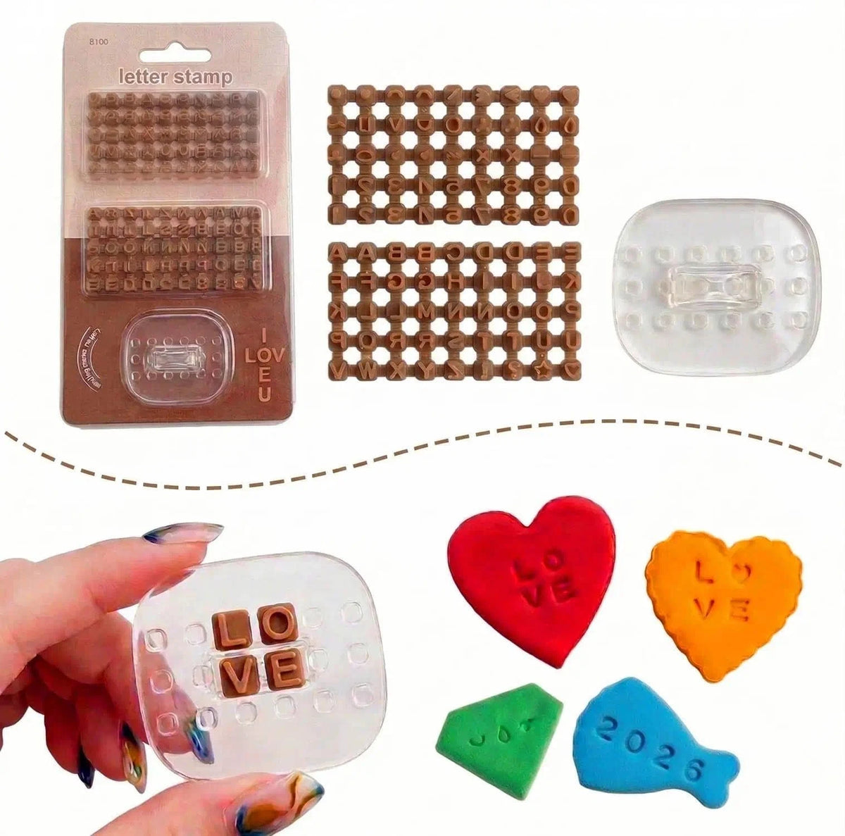 Set of 4 Letter Stamps for Clay, Alphabet Number Pottery Stamp