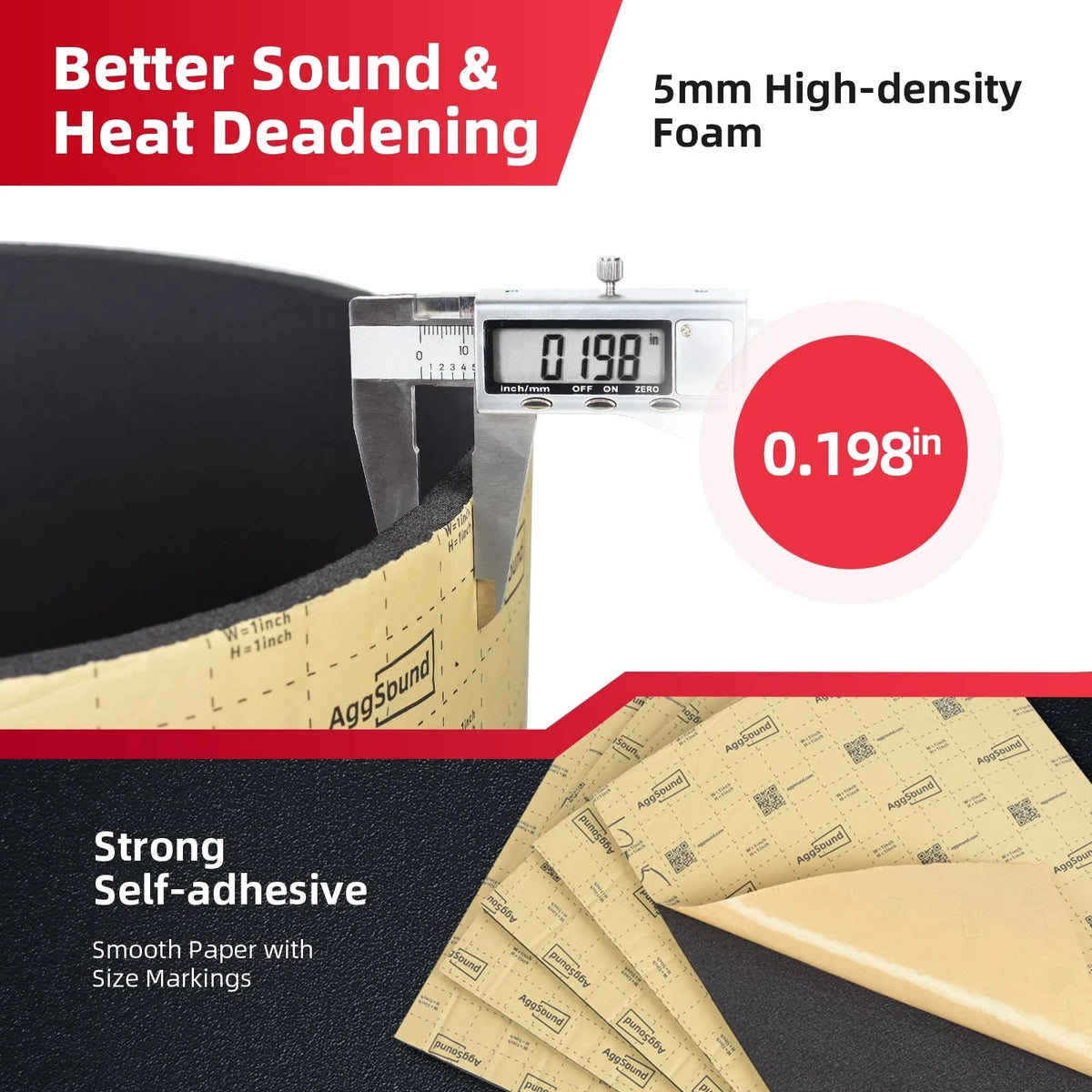 Sound Deadening Mat for Car (49.73 sqft, 5mm Closed Cell Foam)