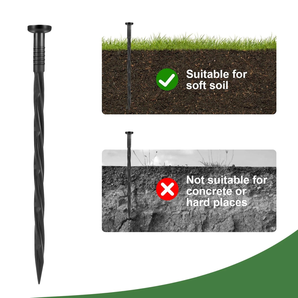 100 Pack Plastic Landscape Anchoring Stakes for Garden Edging