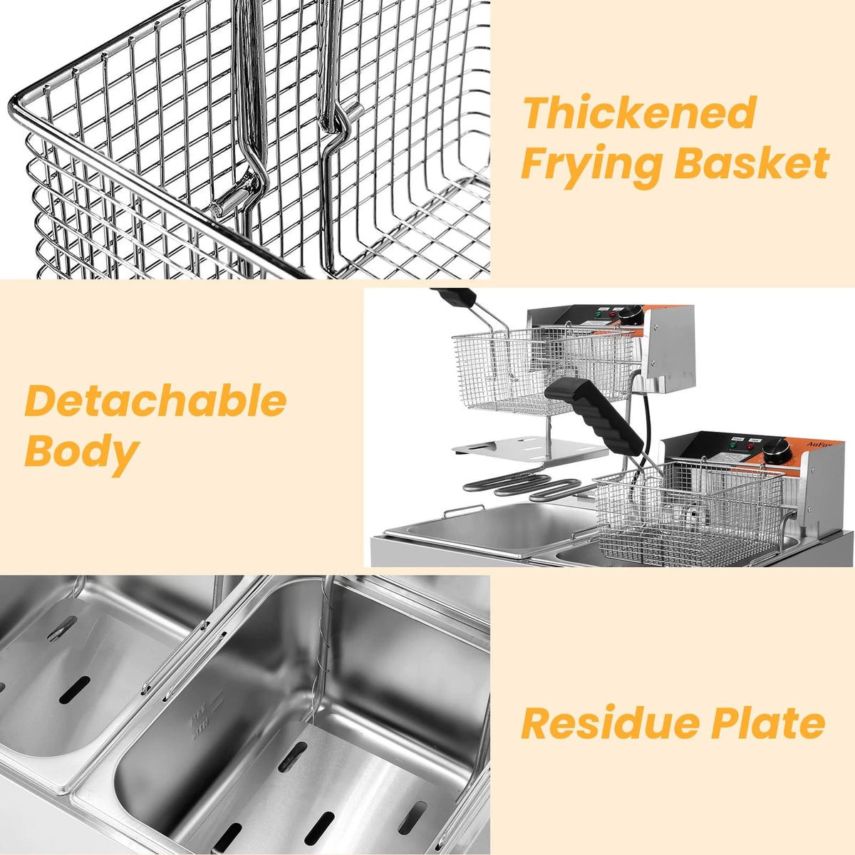 20.7Qt Dual Tank Electric Deep Fryer for Commercial Use