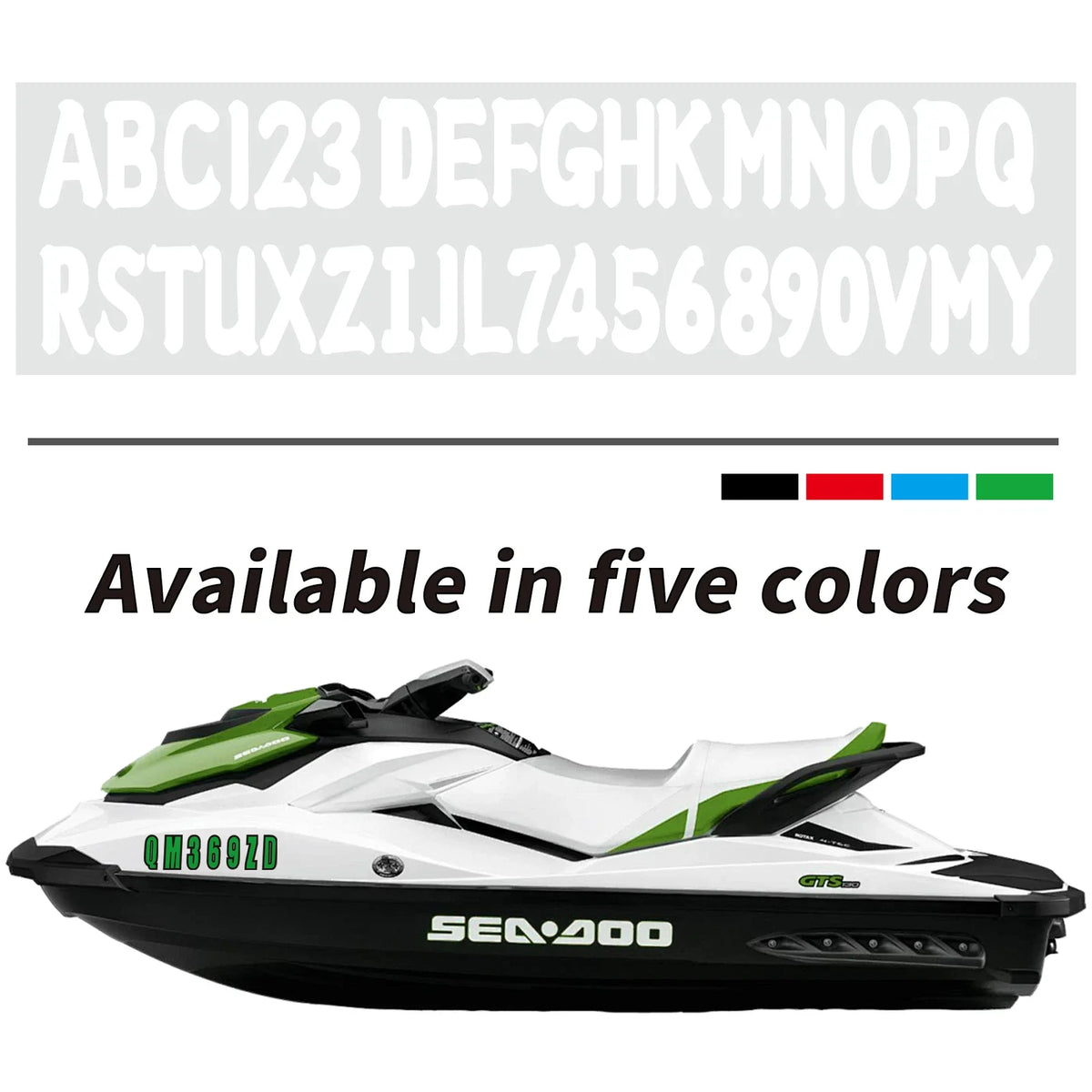 Set of 4 Custom Boat Registration Decal Stickers A-Z & 0-9 White