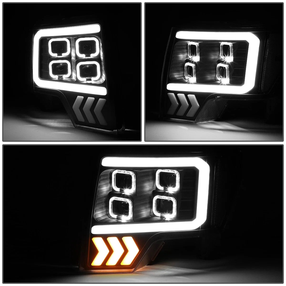 LED DRL Halo Projector Headlights for Ford F-150 (2009–2014)