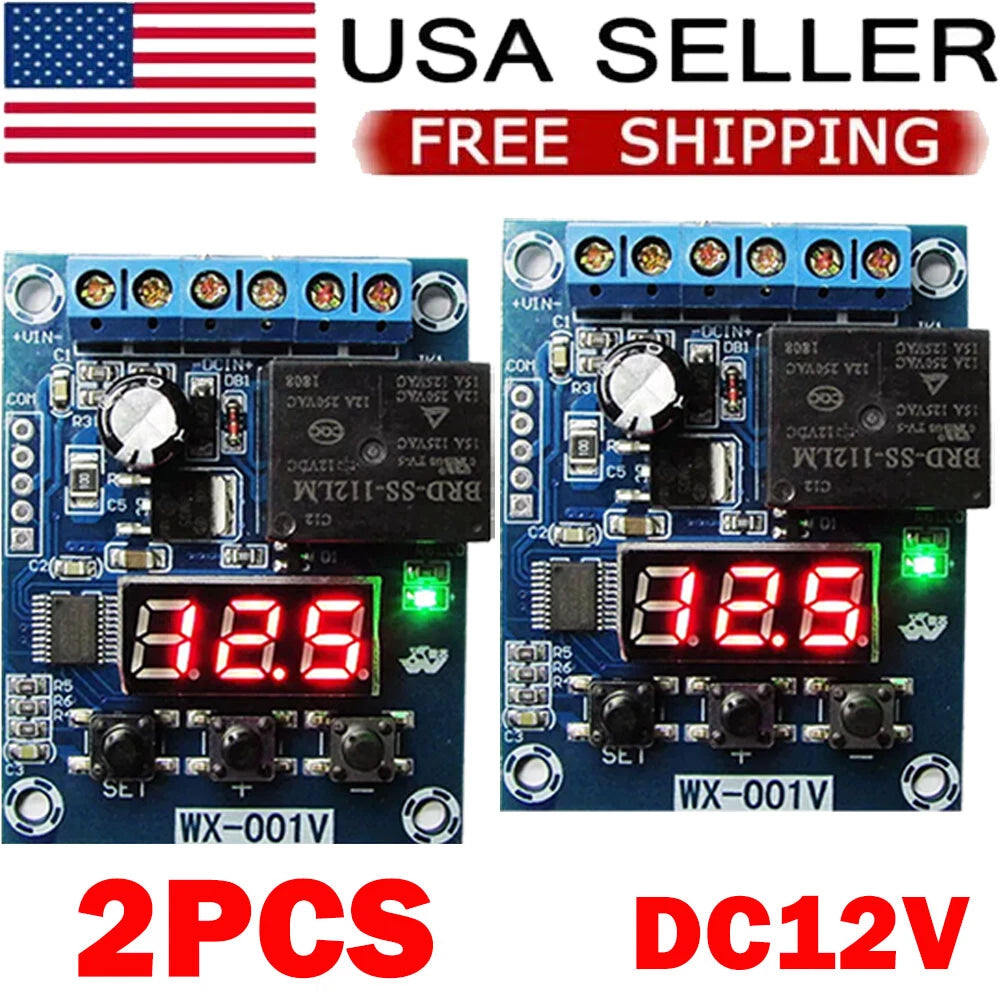 2X DC12V Voltage Detection Module Relay Switch for Charging Discharge Monitoring