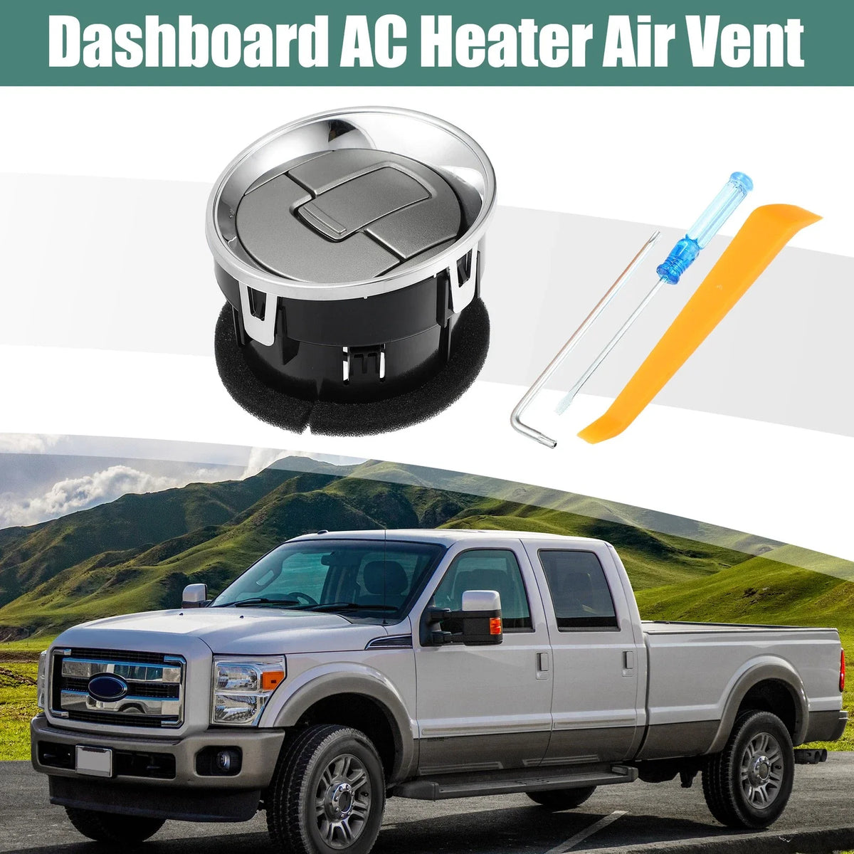Chrome Front Dashboard Louver AC Heater Air Vent 9L3Z19893CA for Ford F150 (2009–2014)