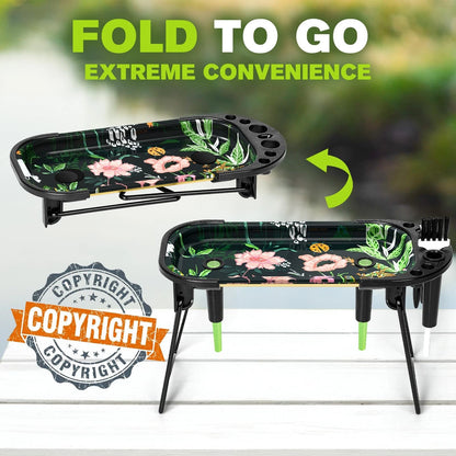 Metal Rolling Tray with Cone Loader for Large Filler - Green