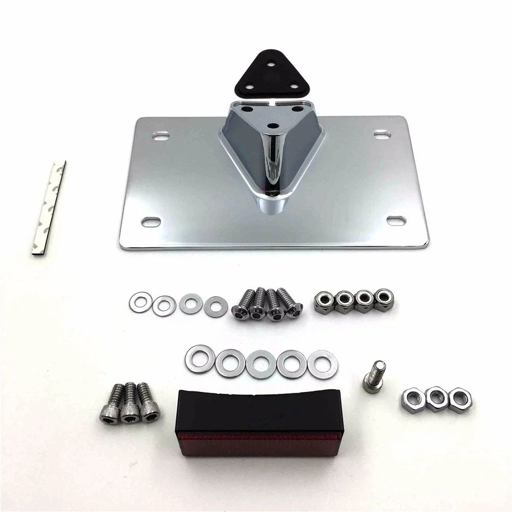 Chrome Layback License Plate Mounting Kit for Harley SuperLow XL883L (2011–2016)