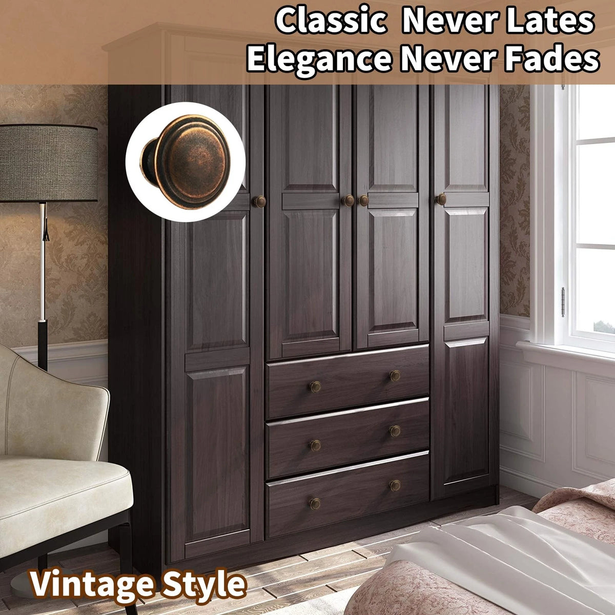 8 Pack Antique Bronze Dresser Knobs for Kitchen Cabinets
