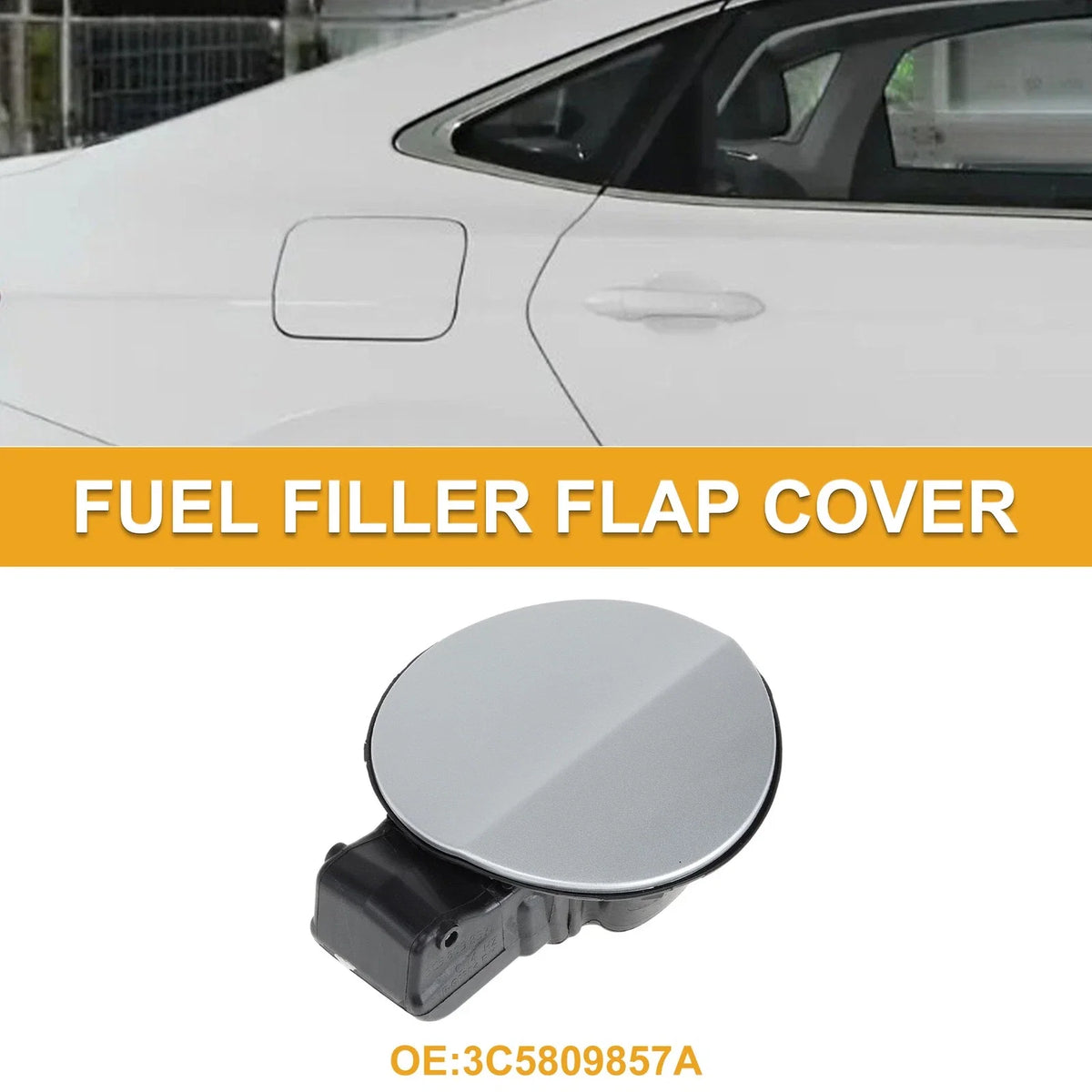 Fuel Tank Door Cap for Volkswagen Passat B6 (2006–2011) Silver Tone