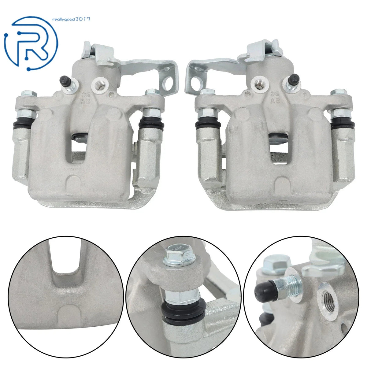 Set of 2 Rear Brake Calipers w/ Bracket for Kia Forte5 Hyundai Veloster Elantra GT