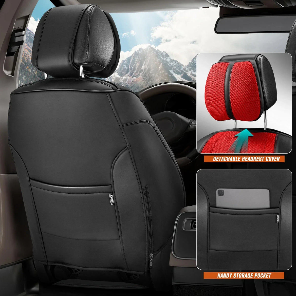 Set of 2 Universal Front Row Bucket Seat Covers Red