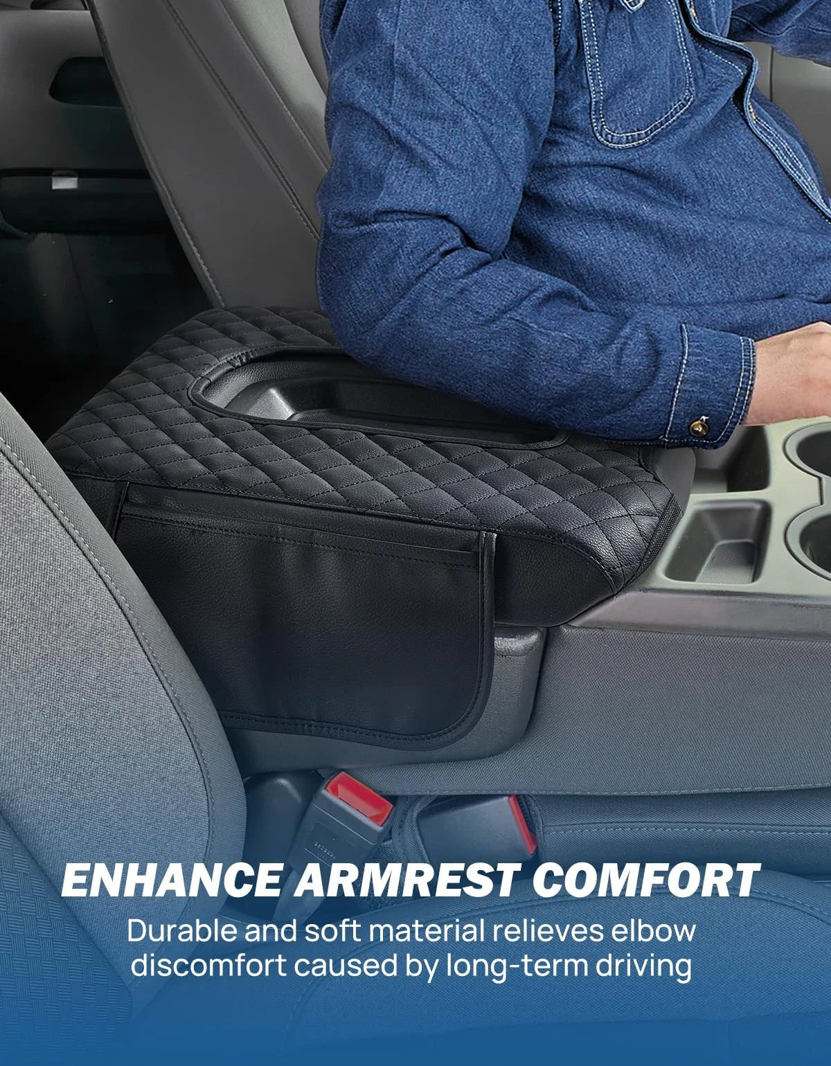 Center Console Cover for Silverado Sierra (2019–2025) Leather, 2 Pockets