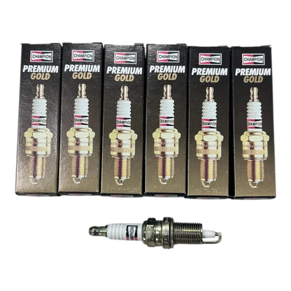 Set of 6 Champion 2412 Marine Premium Gold Spark Plugs for Marine Engines
