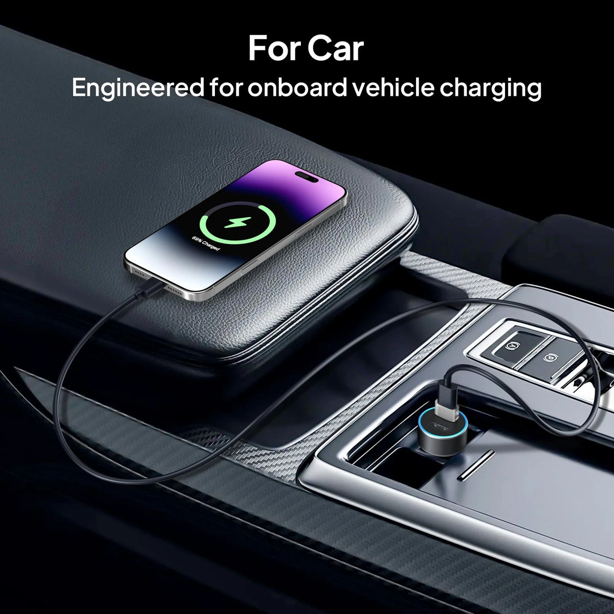 3X Car Charger Adapter for iPhone 17, 16, Pro Max - USB Male to Type C