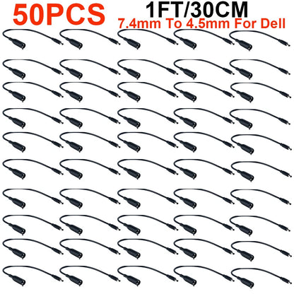 50PCS Power Charger Adapter Cable 7.4mm to 4.5mm for Dell