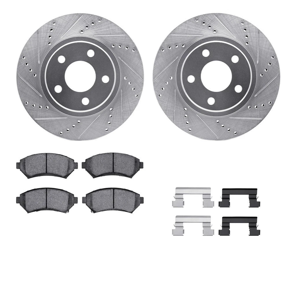 Rotor Set with Brake Pads for Oldsmobile Aurora (2001–2003) ALX-PAU-DF-7512-45074-CLA7