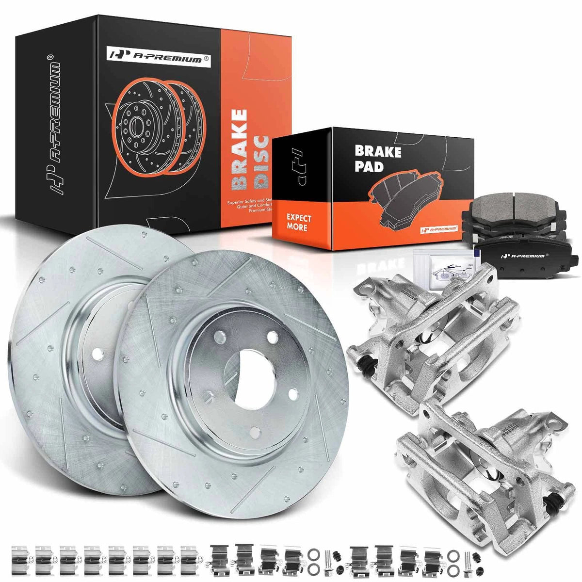 Set of 8 Rear Drilled Rotors & Pads for Dodge Grand Caravan