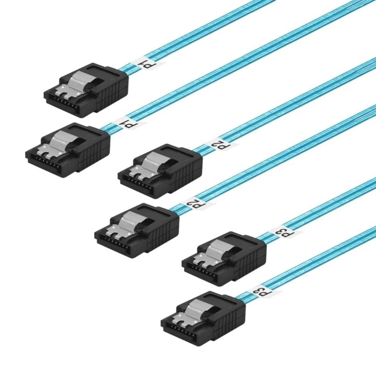 3 Pack Thin SATA-III Cable for (12 Inches, Blue)