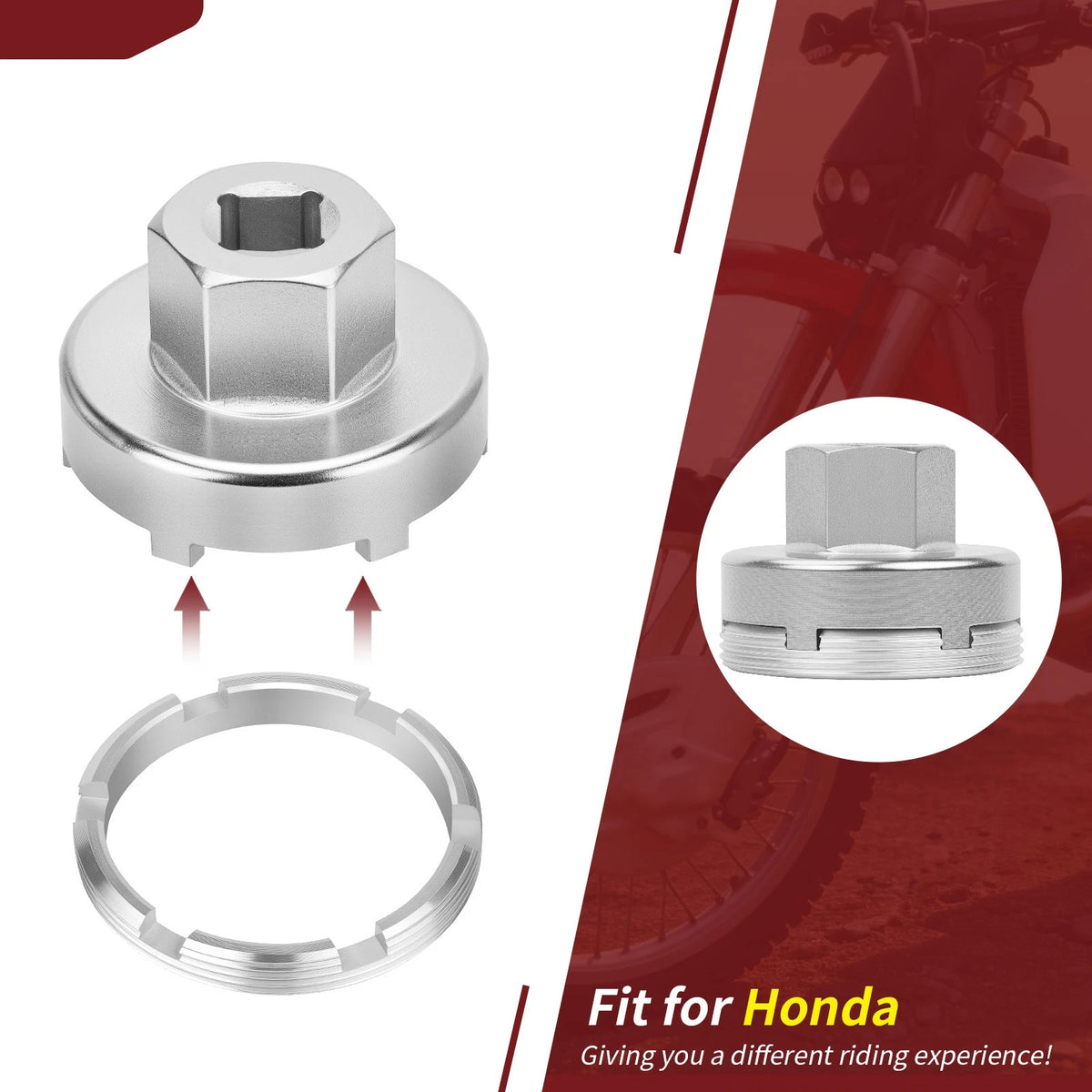Rear Wheel Bearing Retainer w/ Tool 44mm for Honda CR500R (1984–2001) 41231-KZ4-000, 08-0228