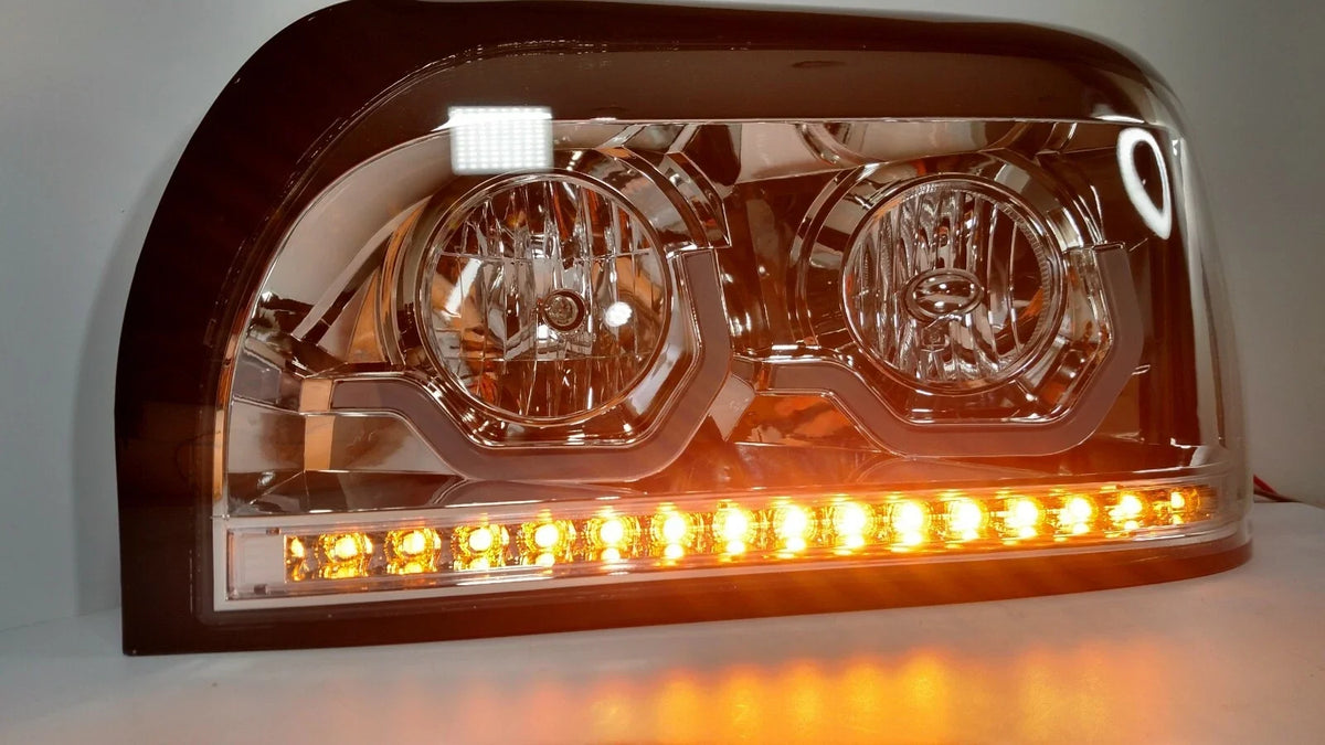 Chrome Headlights Front Pair with LED Turn Signal for Freightliner Century (1995–2007)