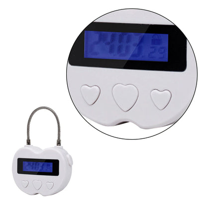 2X White USB Rechargeable Smart Times Lock LCD Display Timer Padlock